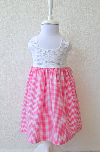 girls pink gingham dress