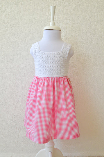 pink gingham baby dress